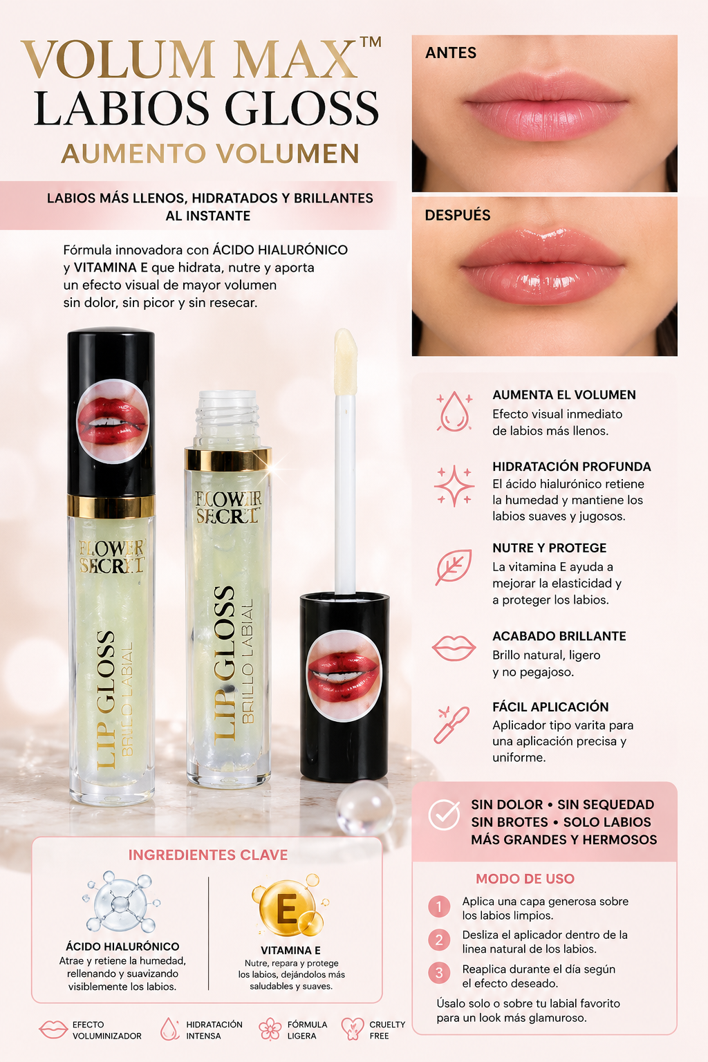 volumax™ labios gloss aumento volumen