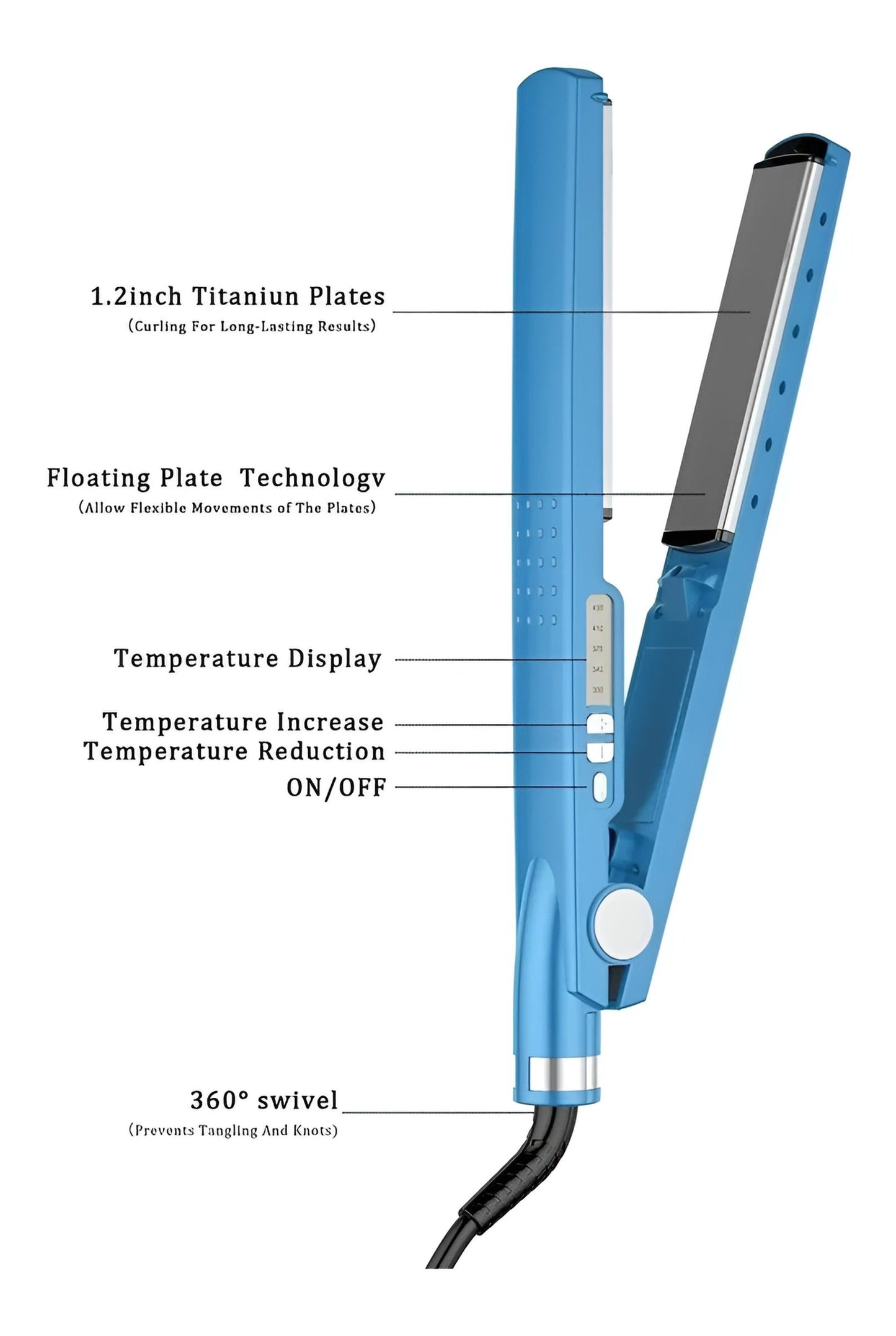 Plancha de Cabello Nano Titanium 450 °c