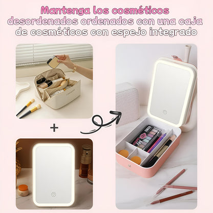 Estuche Maquillaje Portatil Espejo LED