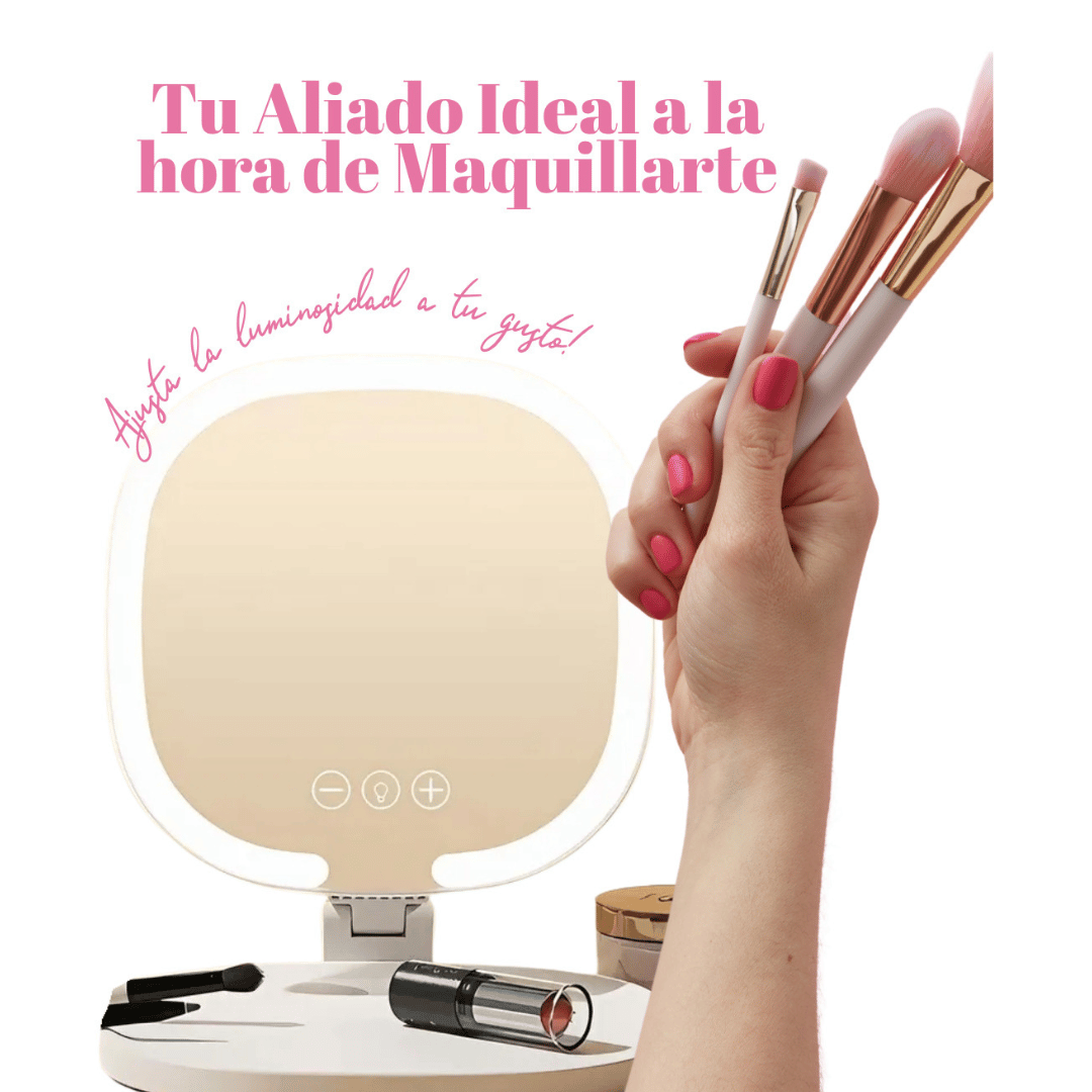 Espejo Luz LED Plegable Portátil