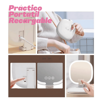Espejo Luz LED Plegable Portátil