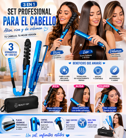 Combo Plancha Cabello Digital rizador Pe