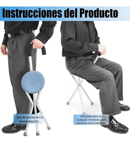 Bastón Con Asiento Plegable Aluminio